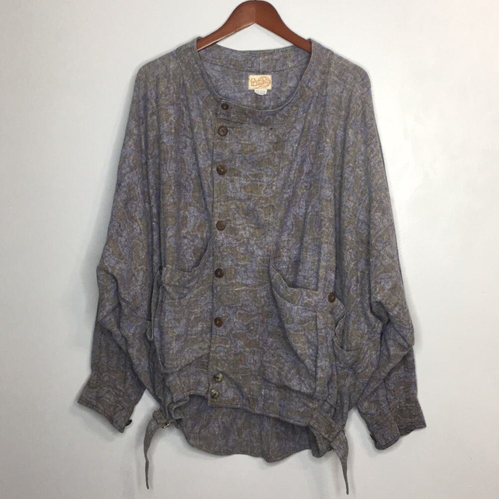 Noa Noa oversized batwing boho hippie sleeve assymetrical snap front jacket
